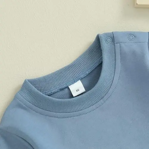 Tsseiatte Toddler Baby Boy Girl Long Sleeve Crewneck Pullover Sviter Sviterlar Qattiq Rangli Kundalik Kiyimlar - 4