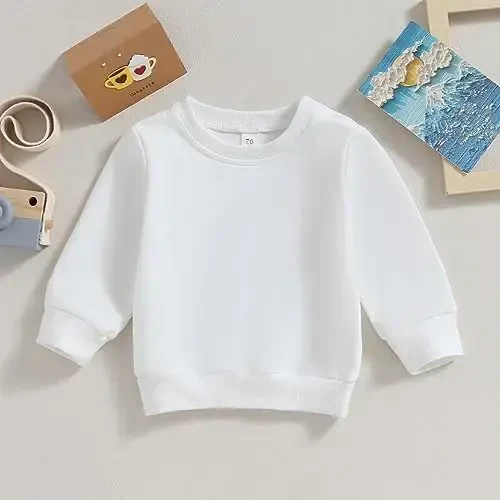 Tsseiatte Toddler Baby Boy Girl Long Sleeve Crewneck Pullover Sweatshirt Sveter Kiyimlar Qattiq Rang Kundalik Kiyimlar - TSSEIATTE (1)