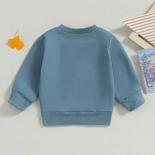 Tsseiatte Toddler Baby Boy Girl Long Sleeve Crewneck Pullover Sweatshirt Sviter Kiyimlar Qattiq Rangli Kundalik Kiyimlar - 3