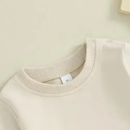 Tsseiatte Toddler Baby Boy Girl Long Sleeve Crewneck Pullover Sweatshirt Sweater Outfits Solid Color Casual Clothes - 4