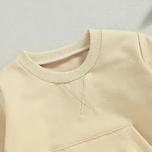 Tsseiatte Toddler Baby Boy Girl Long Sleeve Crewneck Pullover Sweatshirt Sweater Outfits Solid Color Casual Clothes - 4