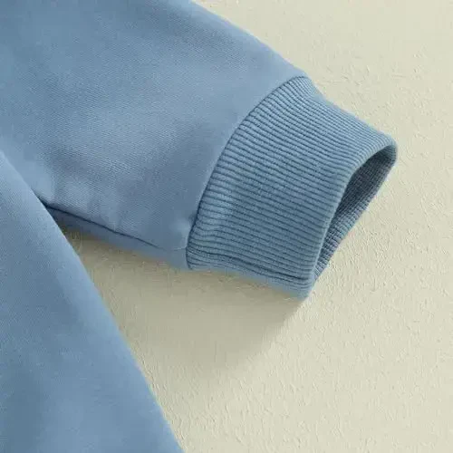 Tsseiatte Toddler Baby Boy Girl Long Sleeve Crewneck Pullover Sweatshirt Sweater Outfits Solid Color Casual Clothes - 5