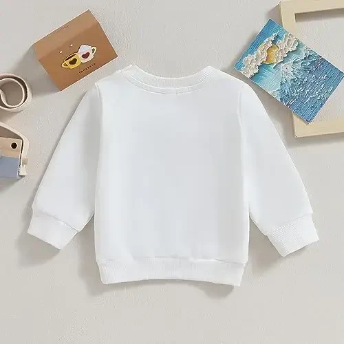 Tsseiatte Toddler Baby Boy Girl Long Sleeve Crewneck Pullover Sweatshirt Sweater Outfits Solid Color Casual Clothes - 3