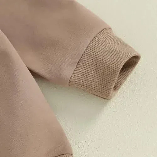 Tsseiatte Toddler Baby Boy Girl Long Sleeve Crewneck Pullover Sweatshirt Sweater Outfits Solid Color Casual Clothes - 5