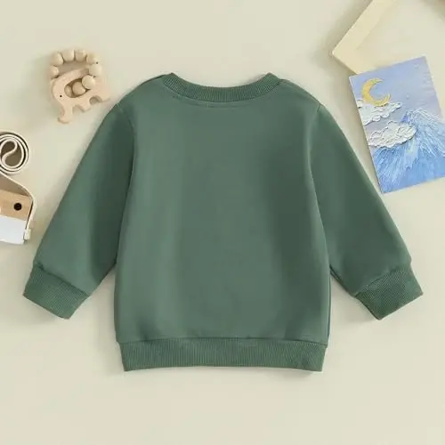 Tsseiatte Toddler Baby Boy Girl Long Sleeve Crewneck Pullover Sweatshirt Sweater Outfits Solid Color Casual Clothes - 3
