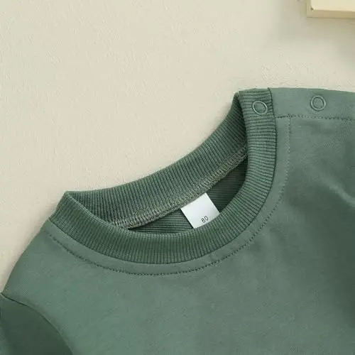 Tsseiatte Toddler Baby Boy Girl Long Sleeve Crewneck Pullover Sweatshirt Sweater Outfits Solid Color Casual Clothes - 4