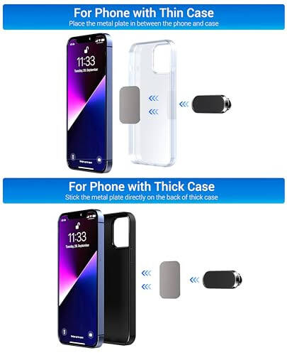 TT&C [ 2 Pack Magnetic Phone Mount for Car, [ Magnet N52 8pcs ] [ Super Strong Magnet ] [ 4 Metal Plates ] Phone Holder for Car, for iPhone, Samsung, Fit All Smartphones & Tablets - 6