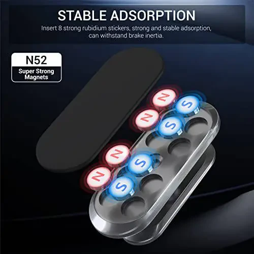 TT&C 2-Pack Magnetic Phone Mount for Car, [ Magnet N52 8pcs ] [ Super Strong Magnet ] [ 4 Metal Plates ] Phone Holder for Car, for Samsung Galaxy S24, S23, S22, S21, Fit All Smartphones & Tablets - 3