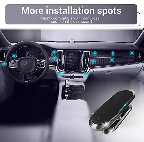 TT&C 2-Pack Magnetic Phone Mount for Car, [ Magnet N52 8pcs ] [ Super Strong Magnet ] [ 4 Metal Plates ] Phone Holder for Car, for Samsung Galaxy S24, S23, S22, S21, Fit All Smartphones & Tablets - 5