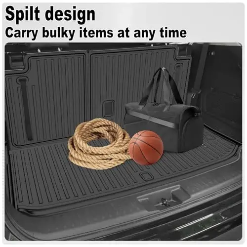 TTX LIGHTING Cargo Mat Compatible with 2020-2025 Toyota Highlander All Weather TPE Cargo Liner with Backrest Mat Protector 7 Seats Highlander Accessories (20-25 Highlander-2 in 1 Trunk Mat) - TTX LIGHTING