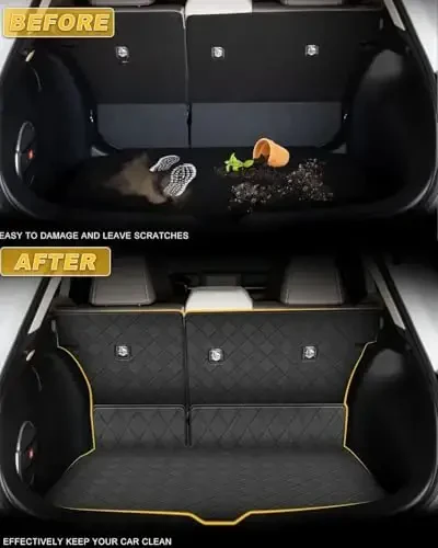 TTX LIGHTING Cargo Mat & Backrest Mat Compatible with 2010-2023 GX460 - Leather Trunk Liner Back Seat Cover Protector - All Weather Protection PU Leather Cargo Liner and Backrest Mat GX460 Accessories - 2