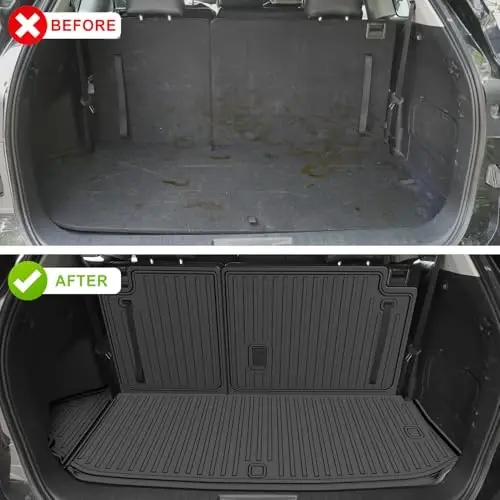 TTX LIGHTING Cargo Mat 2020-2025 Toyota Highlander bilan mos keladi, barcha ob-havo TPE yuk qoplamasi, suyanchiq Mat himoyachisi 7 o'rindiqli Highlander aksessuarlari (20-25 Highlander-2 in 1 Trunk Mat) - TTX LIGHTING (1)