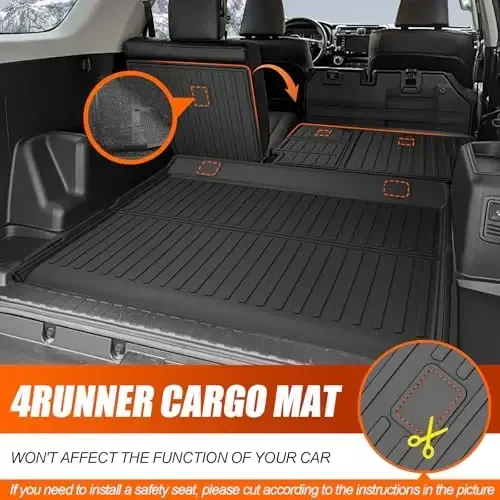 TTX LIGHTING Cargo Mat and Backrest Mats Compatible with Toyota 4Runner 2010-2024 Back Seat Protector Replacement for Toyota 4Runner 5 Seater Accessories (Not Fit Sliding Tray) - 3