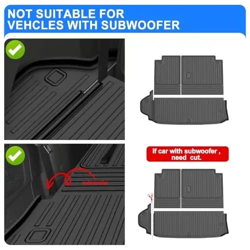 TTX LIGHTING Cargo Mat Compatible with 2020-2025 Toyota Highlander All Weather TPE Cargo Liner with Backrest Mat Protector 7 Seats Highlander Accessories (20-25 Highlander-2 in 1 Trunk Mat) - 5