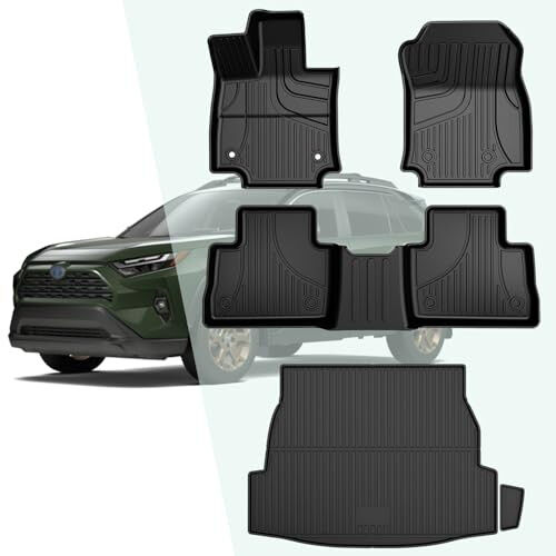 TTX LIGHTING Floor Mats and Cargo Liner for 2019-2024 Toyota RAV4: All Weather Protected TPE Floor Mats Includes 1st 2nd and Cargo Liner (No Hybrid) 