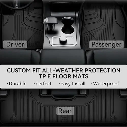 TTX LIGHTING Floor Mats Compatible with Toyota Highlander 2014-2019 Cargo Liner & Backrest Mat TPE All Weather Protection Floor Mat Include 1st 2nd 3th Trunk Mat Black - 3
