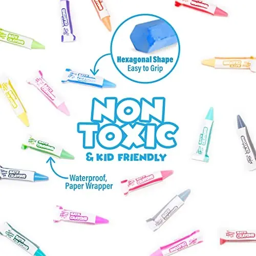 Tub Works® Smooth™ Bath Crayons Bath Toy, 24 Pack | Nontoxic, Washable Bath Crayons for Toddlers & Kids | Unique Formula Draws Smoothly & Vividly on Wet & Dry Tub Walls | Hexagon Grip Bathtub Crayons - 4