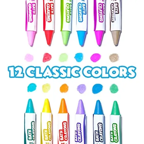 Tub Works® Smooth™ Bath Crayons Bath Toy, 12 Pack | Nontoxic, Washable Bath Crayons for Toddlers & Kids | Unique Formula Draws Smoothly & Vividly on Wet & Dry Tub Walls | Hexagon Grip Bathtub Crayons - 3