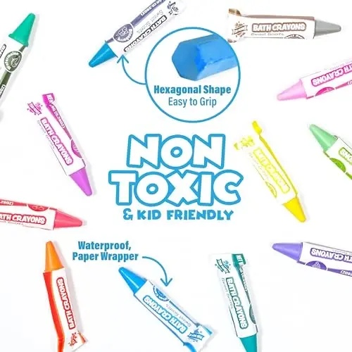 Tub Works® Sweet Scents Smooth™ Bath Crayons Bath Toy, 12 Pack | Nontoxic, Washable Bath Crayons for Toddlers & Kids | Unique Formula Draws Smoothly & Vividly on Wet & Dry Tub Walls | Scented Crayons - 4