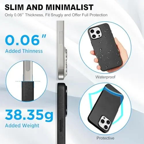 TUCCH Magnetic Case for iPhone 16 Pro Max, Wireless Charging PU Leather Anti-Slip Back Cover, Slim Anti-Fingerprint Lightweight Shockproof Case Compatible with iPhone 16 Pro Max 6.9