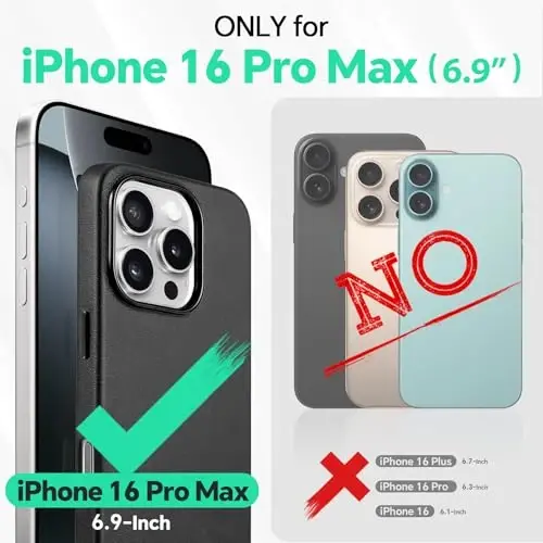 TUCCH Magnetic Case for iPhone 16 Pro Max, Wireless Charging PU Leather Anti-Slip Back Cover, Slim Anti-Fingerprint Lightweight Shockproof Case Compatible with iPhone 16 Pro Max 6.9