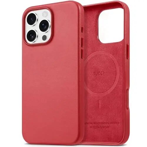 TUCCH PU Leather Case for iPhone 16 Pro Max, Magnetic Slim Case [Wireless Charging] Shockproof Anti-Slip Protective Phone Cover[Anti-Fingerprint] Compatible with iPhone 16 Pro Max 6.9