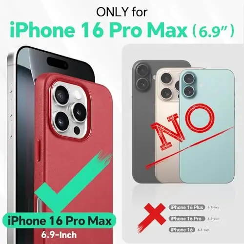 TUCCH PU Leather Case for iPhone 16 Pro Max, Magnetic Slim Case [Wireless Charging] Shockproof Anti-Slip Protective Phone Cover[Anti-Fingerprint] Compatible with iPhone 16 Pro Max 6.9