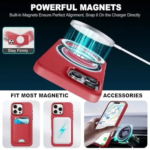 TUCCH PU Leather Case for iPhone 16 Pro Max, Magnetic Slim Case [Wireless Charging] Shockproof Anti-Slip Protective Phone Cover[Anti-Fingerprint] Compatible with iPhone 16 Pro Max 6.9