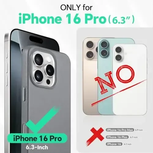 TUCCH iPhone 16 Pro uchun magnitli g‘ilof, simsiz zaryadlash PU teri sirpanishga qarshi himoya qopqog‘i, barmoq izlariga qarshi yengil zarbga chidamli telefon g‘ilofi iPhone 16 Pro 6.3