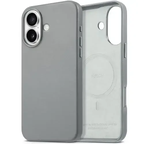 TUCCH iPhone 16 uchun magnitli g'ilof, simsiz zaryadlash PU teri sirpanishga qarshi himoya orqa qopqog'i, nozik barmoq izlariga qarshi yengil zarbga chidamli telefon g'ilofi iPhone 16 6.1