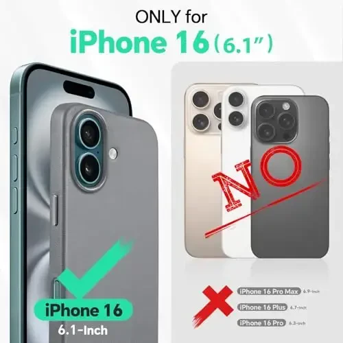 TUCCH iPhone 16 uchun magnitli g'ilof, simsiz zaryadlash PU teri sirpanishga qarshi himoya orqa qopqog'i, nozik barmoq izlariga qarshi yengil zarbga chidamli telefon g'ilofi iPhone 16 6.1