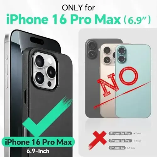 TUCCH Magnetic Case for iPhone 16 Pro Max, simsiz zaryadlash PU Charm Sirpanishga qarshi Orqa Qopqoq, Yupqa Barmoq iziga qarshi Yengil Zarba o'tkazmaydigan iPhone 16 Pro Max 6.9