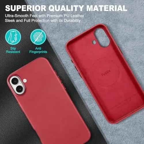 TUCCH PU Leather Case for iPhone 16 Plus (6.7