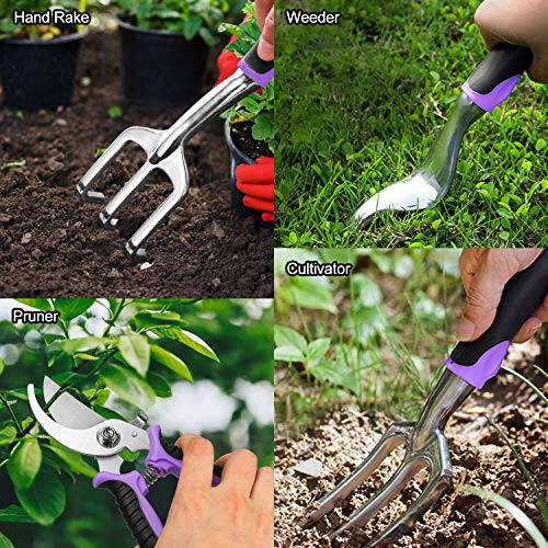 Tudoccy Garden Tools Set 83 Piece, Succulent Tools Set Included, Heavy Duty Aluminum Gardening Tools for Gardening, Non-Slip Ergonomic Handle Tools, Storage Tote Bag, Gifts Tools for Women - 5