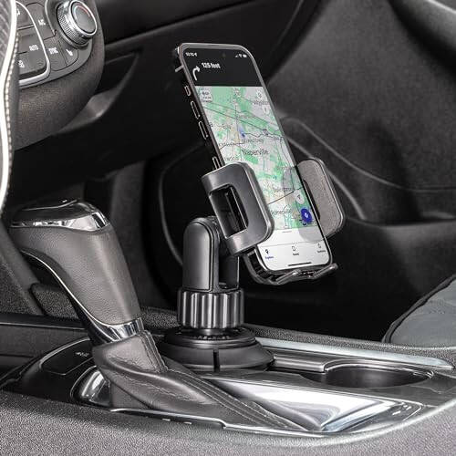 TUFF TECH Cup Holder Universal Car Mount Phone Holder with Adjustable Base and Holder for -iPhone, Samsung, LG, Moto, Huawei, Smartphones, Black - 2