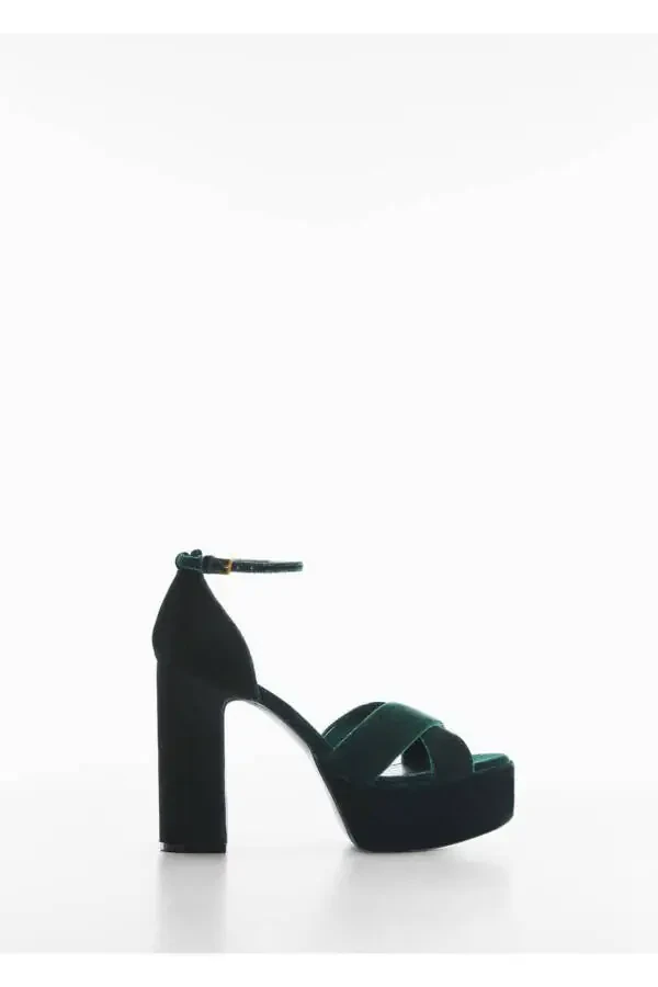 Туфли-босоножки из бархата на каблуке - 2