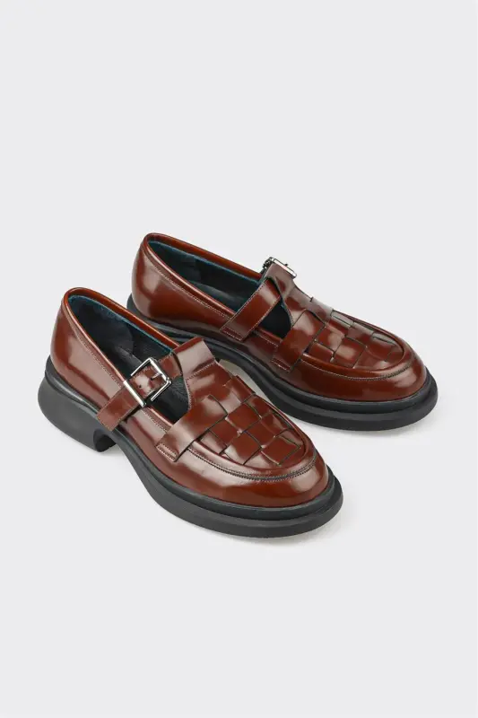 Туфли женские повседневные из кожи цвета загара - ELLE SHOES