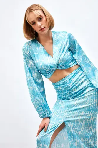 Tugma Detalli Naqshli Bluzka - FIRUZA - 3