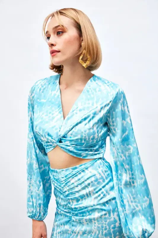 Tugma Detalli Naqshli Bluzka - FIRUZA - 5