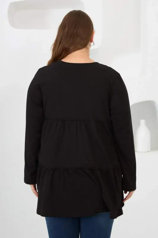 Tugmacha detalli burmali katta o'lchamli tunika qora - 6