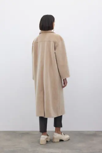 Tugmachali Duffle Palto - BEJ - 8