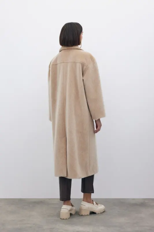 Tugmachali Duffle Palto - BEJ - 8