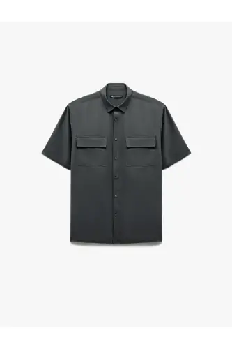 Tugmali klassik yoqali qopqoqli cho'ntakli rayon regu - 3