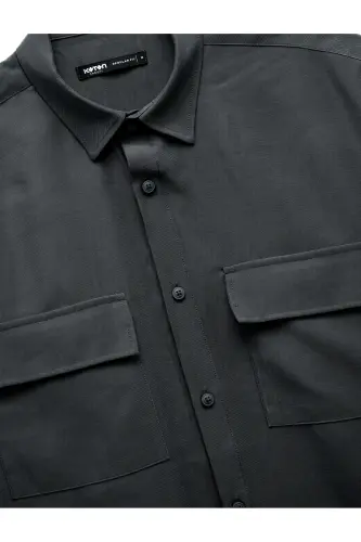 Tugmali klassik yoqali qopqoqli cho'ntakli rayon regu - 5