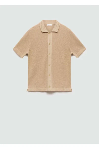 Tugmali teksturali trikojdan yasalangan polo futbolkasi - 3