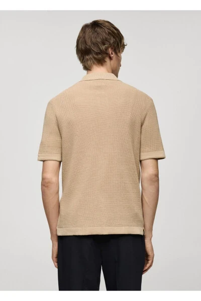 Tugmali teksturali trikojdan yasalangan polo futbolkasi - 4