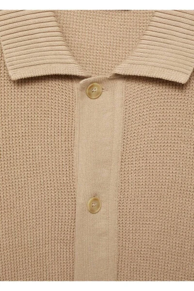 Tugmali teksturali trikojdan yasalangan polo futbolkasi - 7