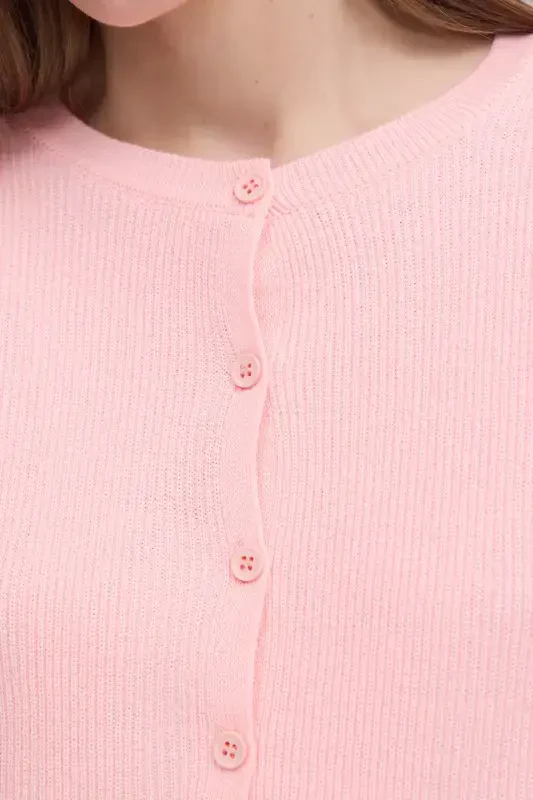 Tugmali Triko Hırka H10297-A9-PEMBE - 3