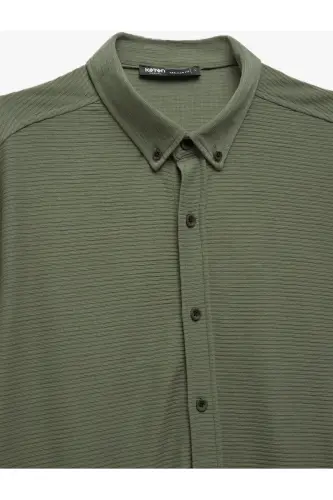 Tugmali yoqali teksturali viskoza aralash regular fit K - 6