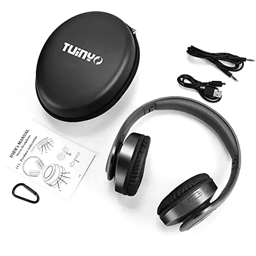 TUINYO Bluetooth Headphones Wireless, Over Ear Stereo Wireles Headset 40H Playtime with deep bass, Soft Memory-Protein Earmuffs, Built-in Mic Wired Mode PC/Cell Phones/TV-Dark Grey - 6